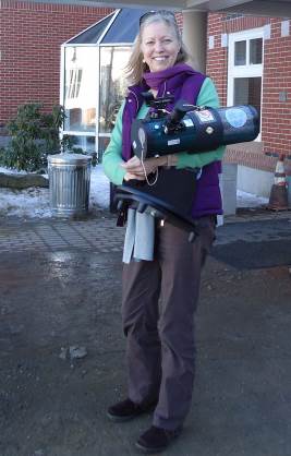 Woman holding telescope